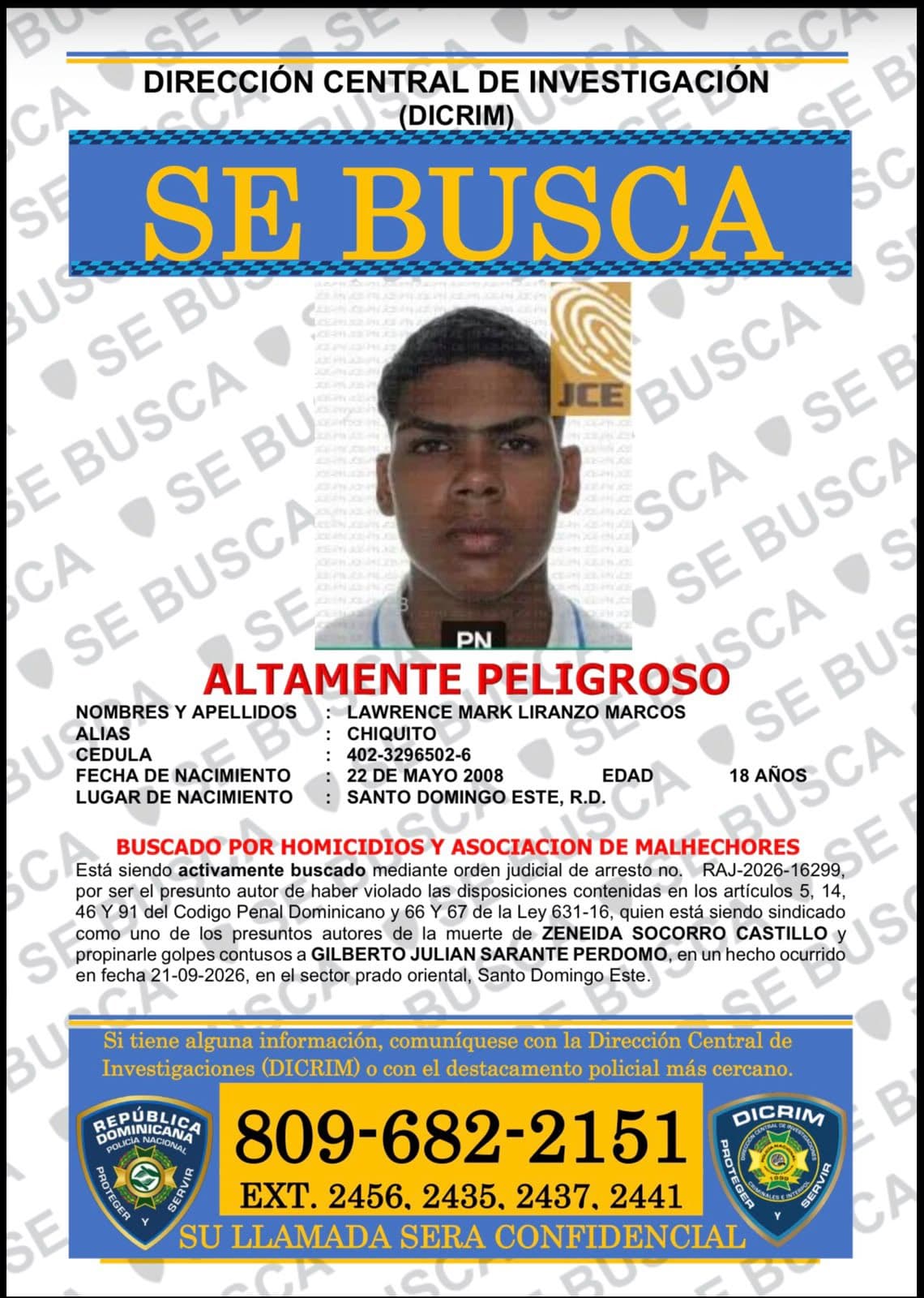 Policía apresa a “Chiquito”, señalado como otro de los implicados en ataque a Julián Oro Duro