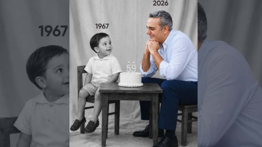 Con una fotografía de su infancia y otra actual en una pose similar, el presidente Luis Abinader agradeció las felicitaciones y muestras de cariño recibidas por su cumpleaños.